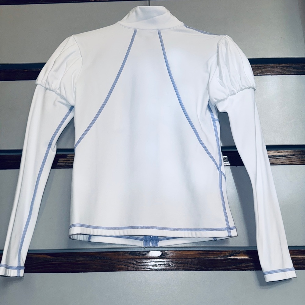 Carbon38 Puff Sleeve Full Zip Top White & Sweet Lavender Size XS Like New! - Picture 10 of 12